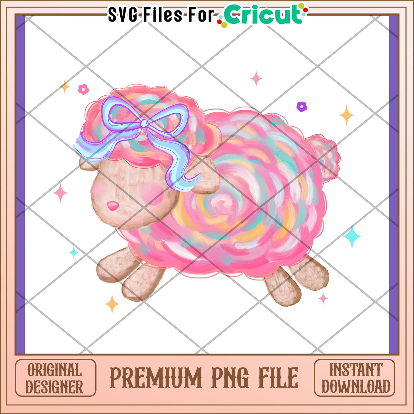 Pastel Rainbow Sheep PNG Design