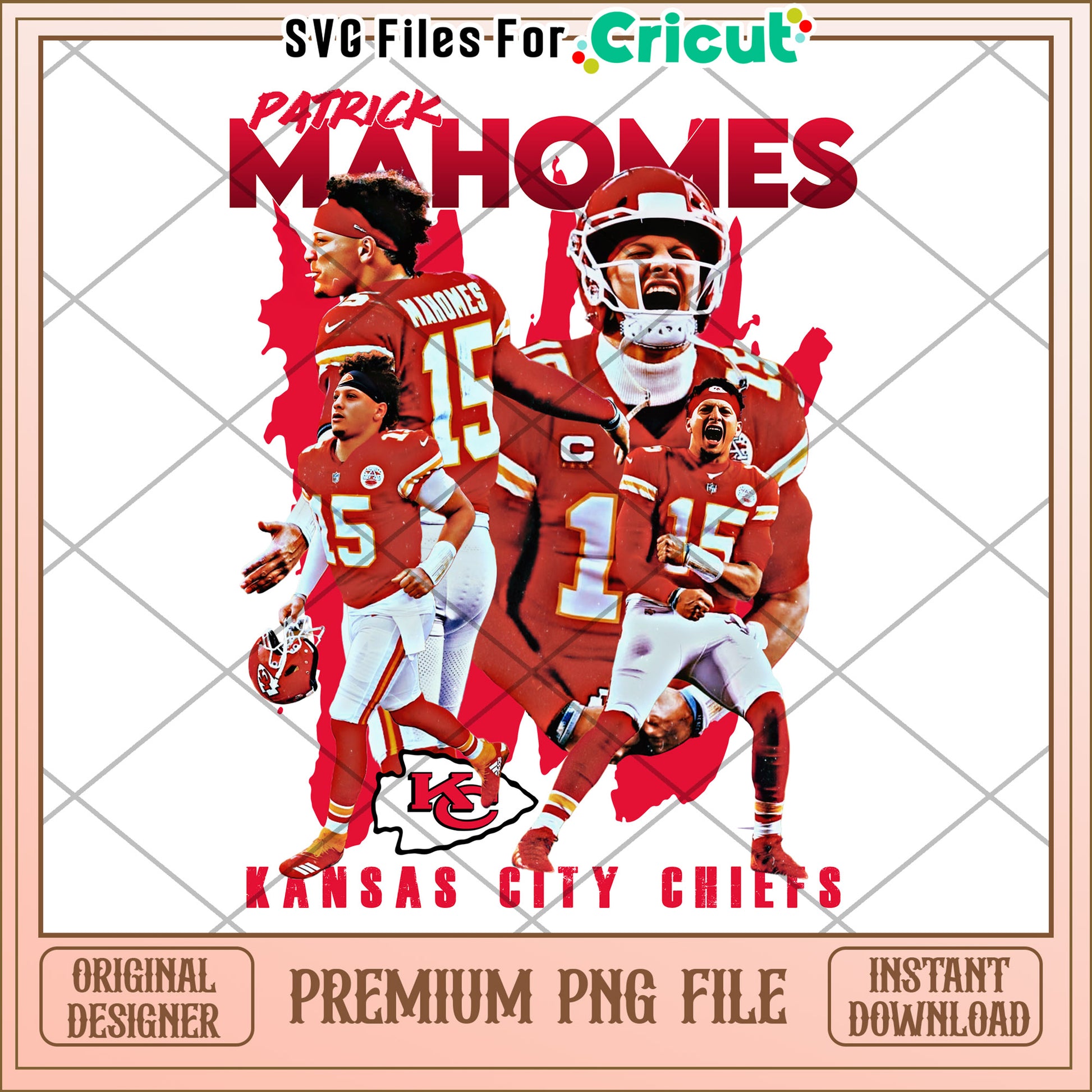 Patrick Mahomes Kansas City Chiefs PNG File, Instant Download Design