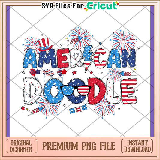 Patriotic American Doodle PNG