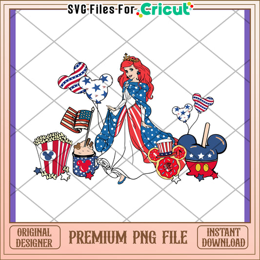 Patriotic Ariel PNG 4th of July Disney Design