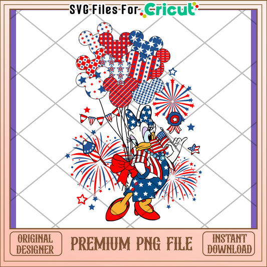 Patriotic Balloon Design with Fireworks PNG File