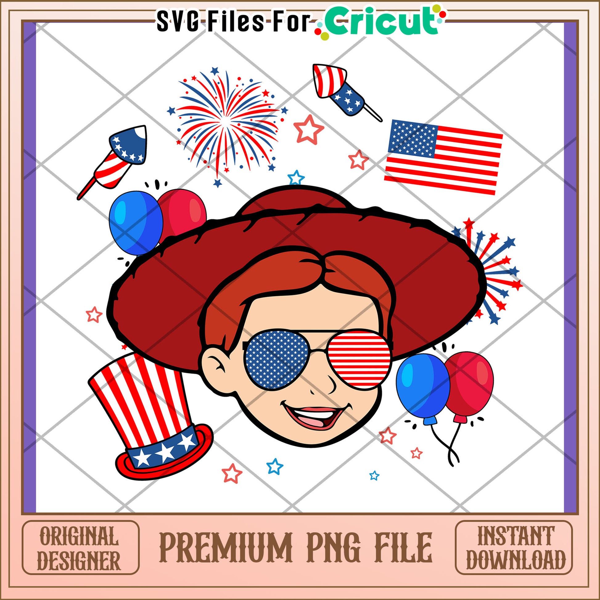 Patriotic Boy PNG 4th of July Design