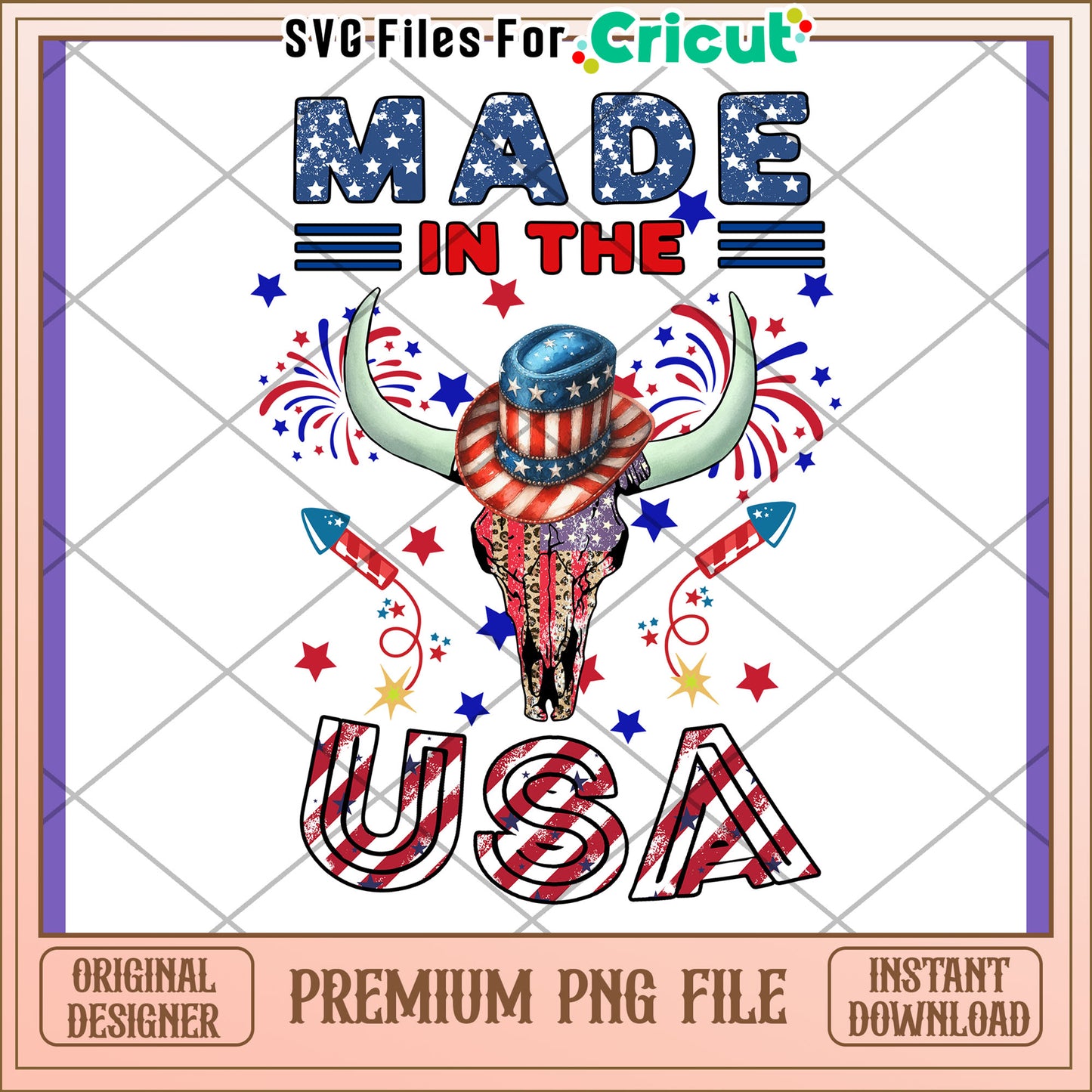 Patriotic Buffalo Skull PNG Design