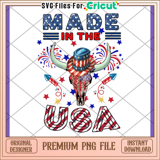 Patriotic Buffalo Skull PNG Design
