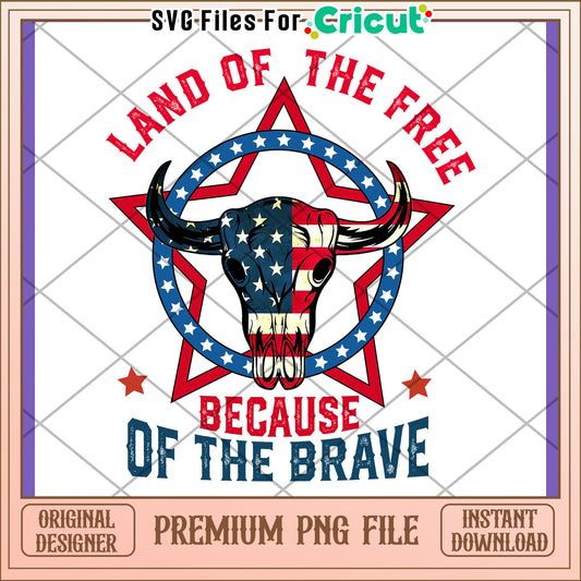 Patriotic Buffalo Skull PNG Land of the Free