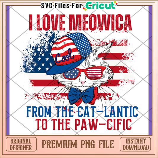 Patriotic Cat PNG Cool Cat Design