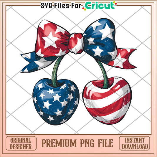 Patriotic Cherries PNG 4th of July Clipart