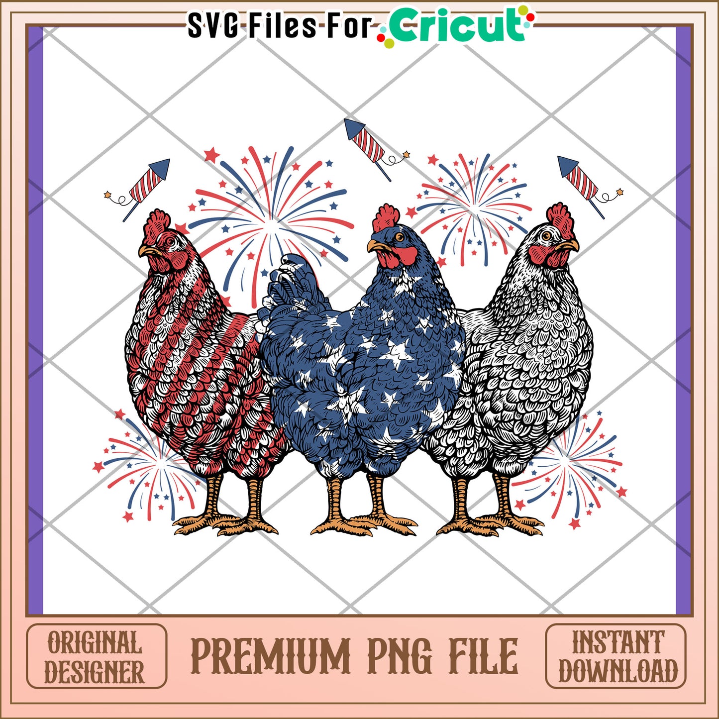 Patriotic Chickens PNG 4th of July Design