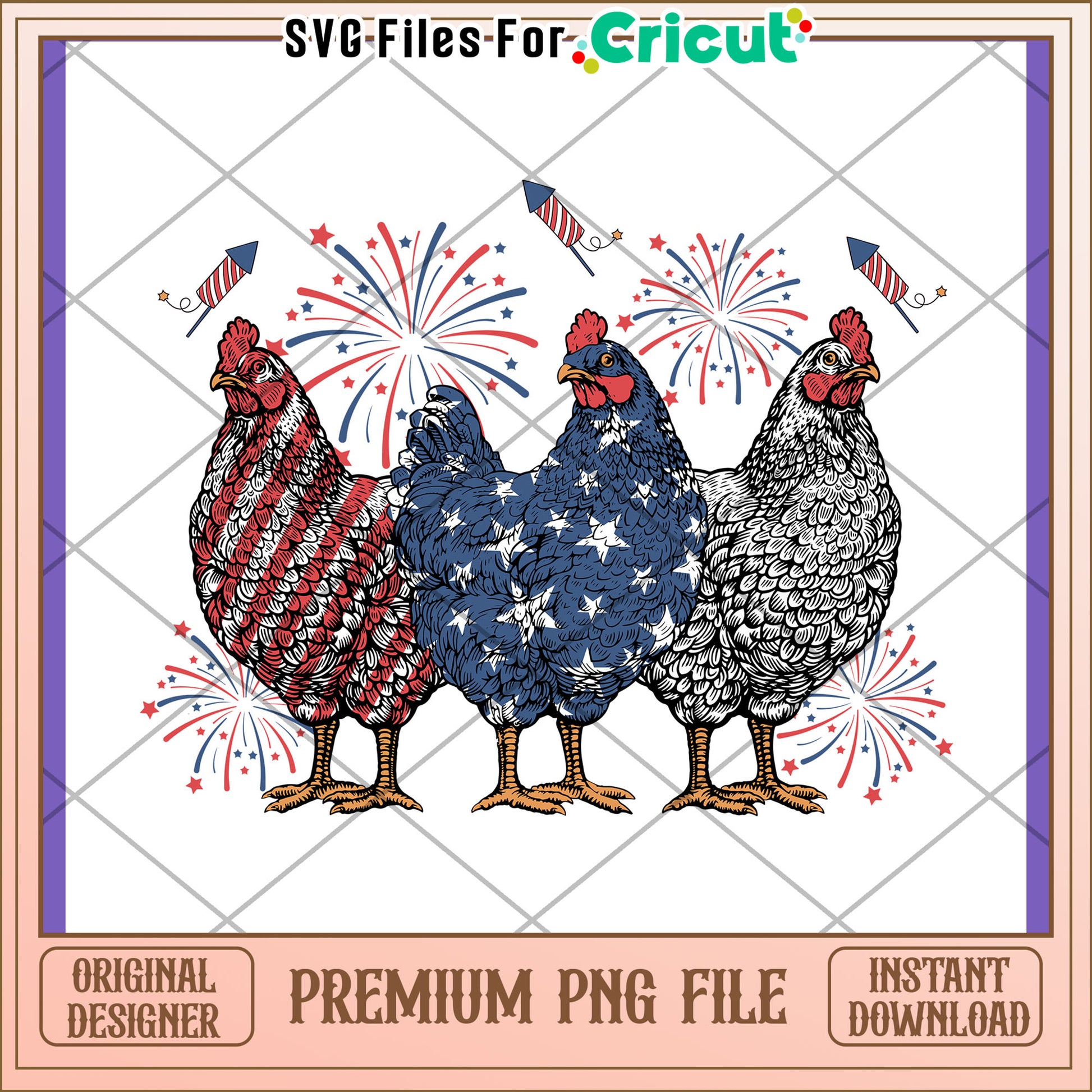 Patriotic Chickens PNG 4th of July Design