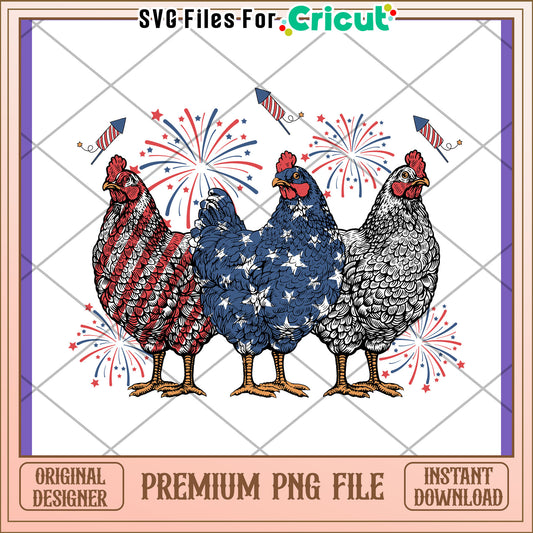 Patriotic Chickens PNG 4th of July Design