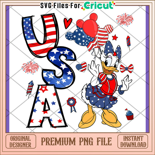Patriotic Daisy Duck PNG Sublimation