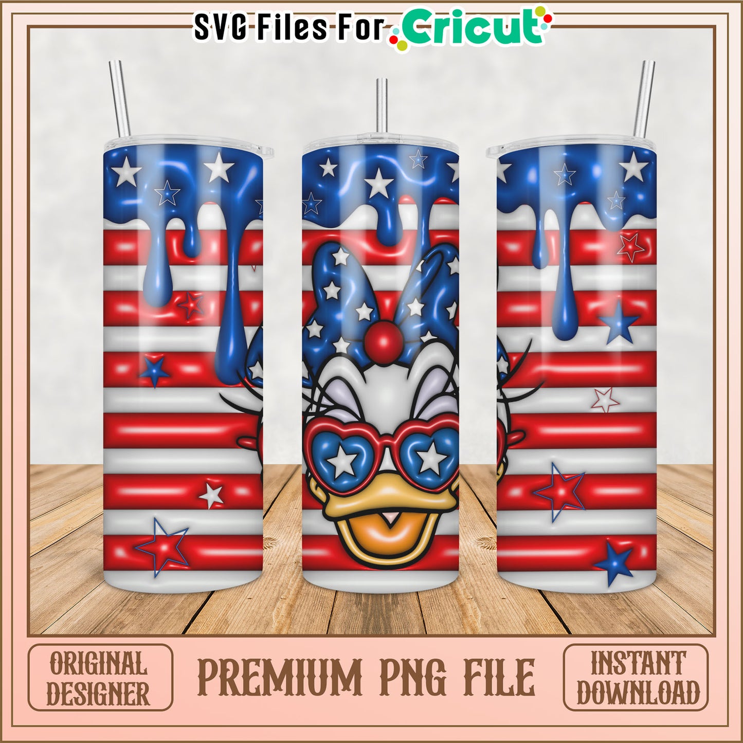 Patriotic Daisy Duck Tumbler PNG