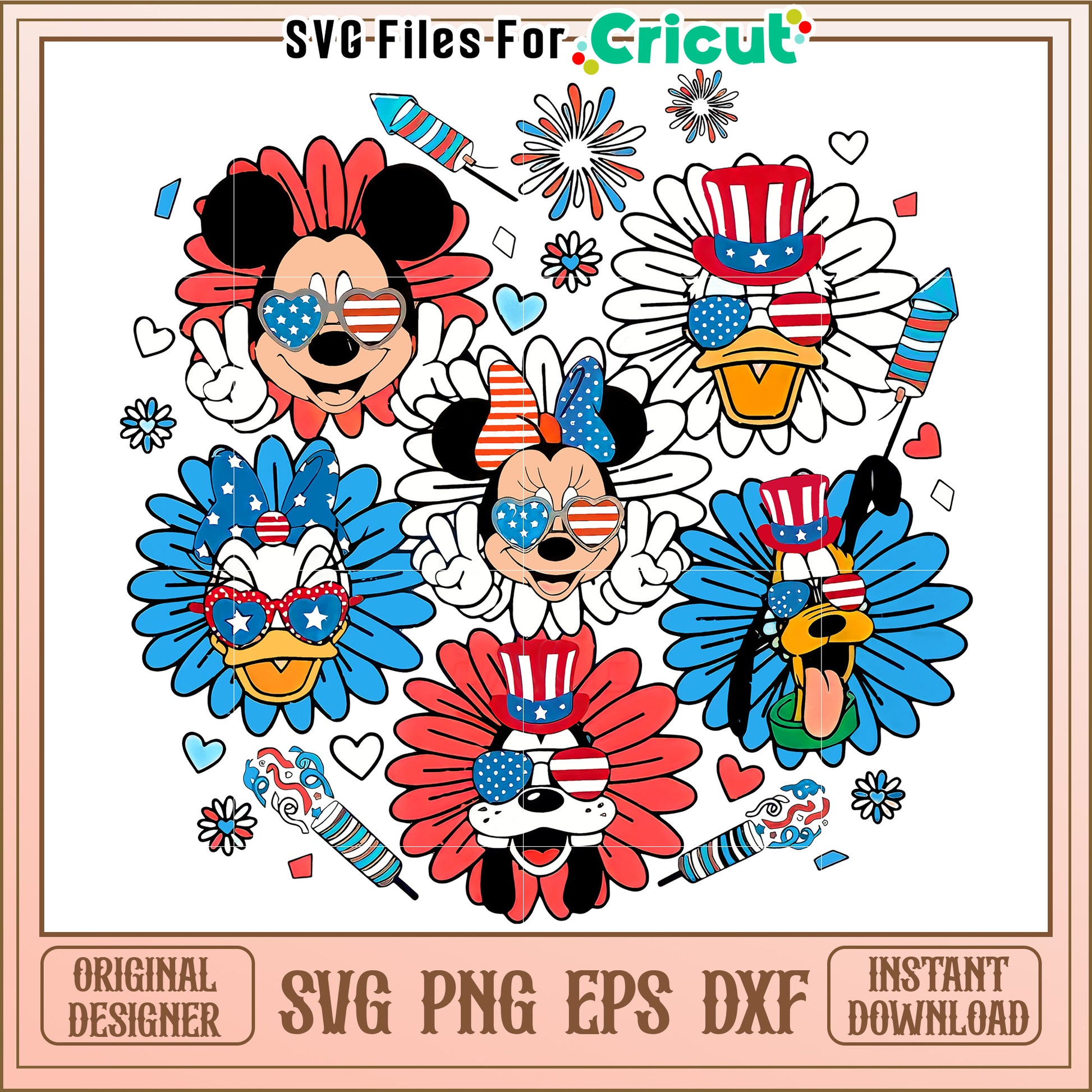 Patriotic Disney Characters SVG Design for Festive Celebrations