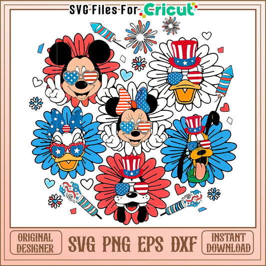 Patriotic Disney Characters SVG Design for Festive Celebrations