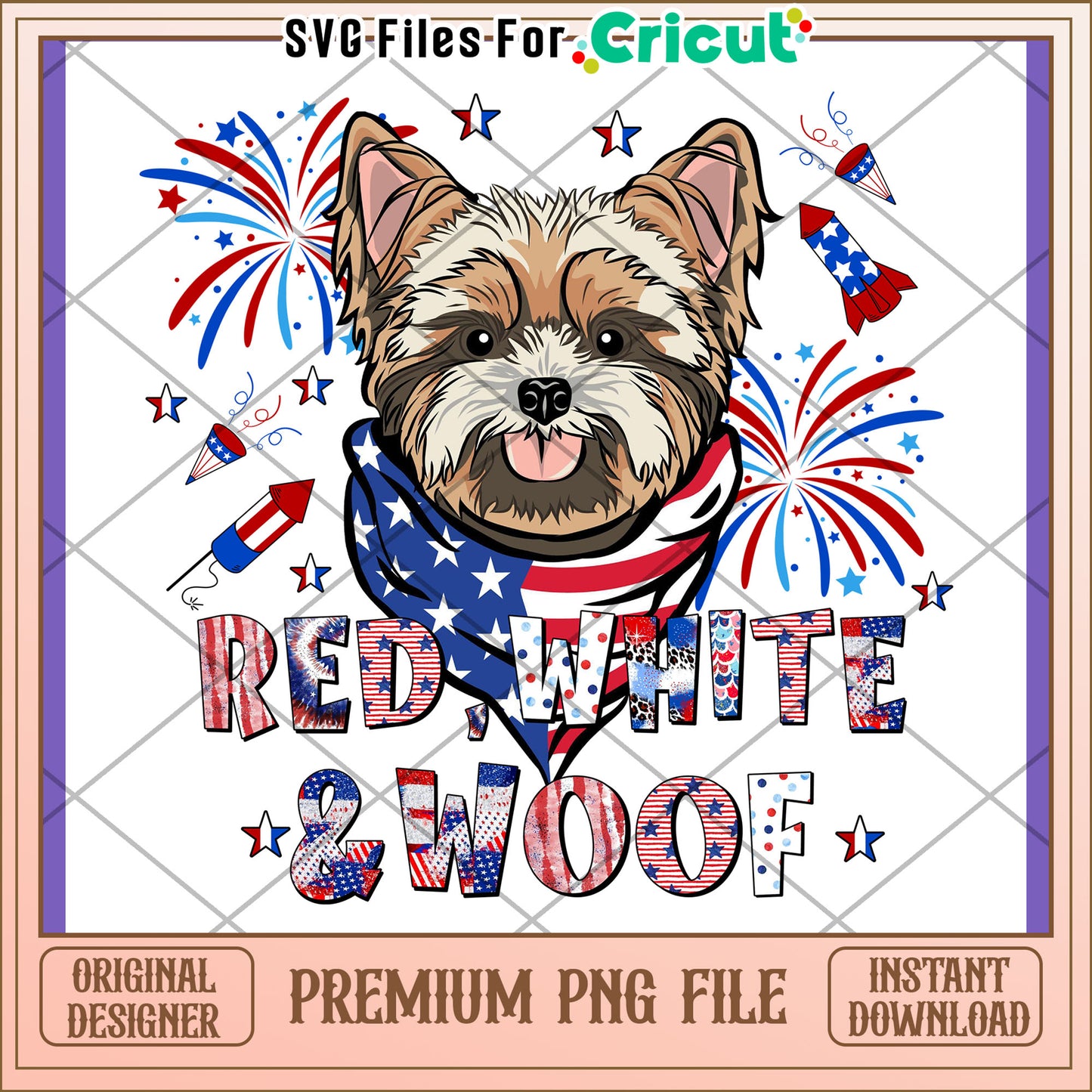 Patriotic Dog PNG Red White & Woof