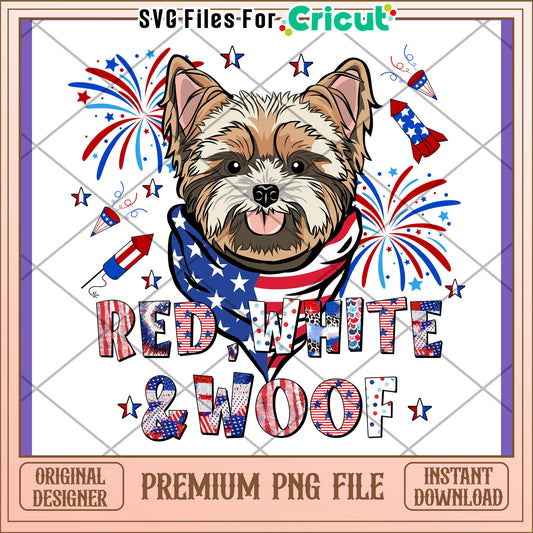 Patriotic Dog PNG Red White & Woof