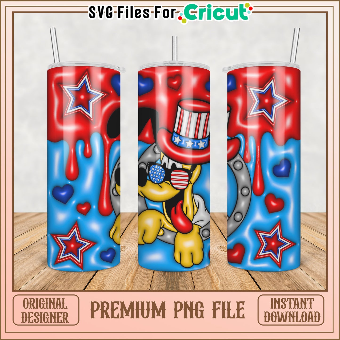 Patriotic Dog Tumbler PNG Design
