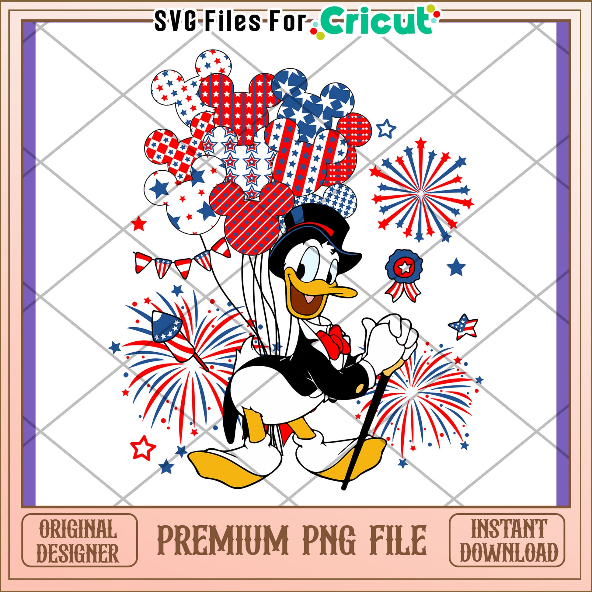 Patriotic Donald Duck PNG 4th of July Design