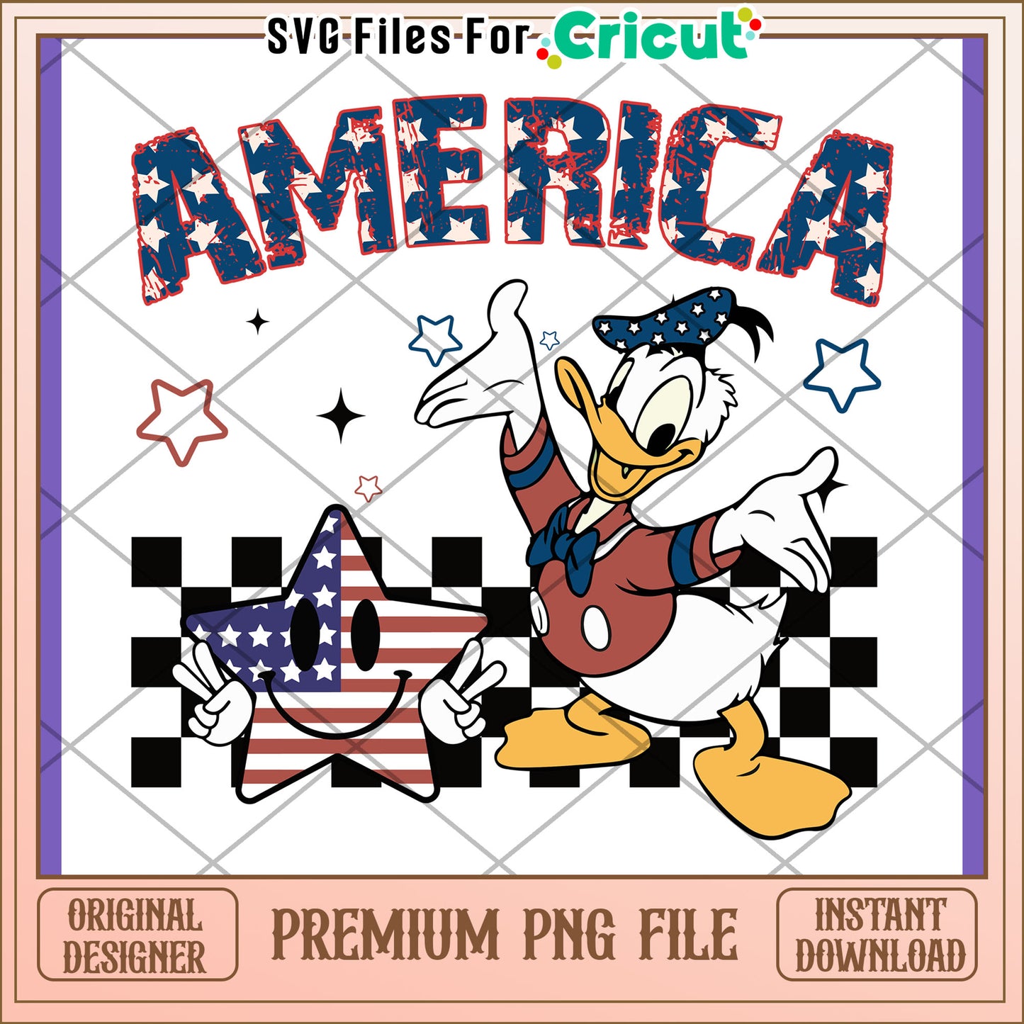 Patriotic Donald Duck PNG Design