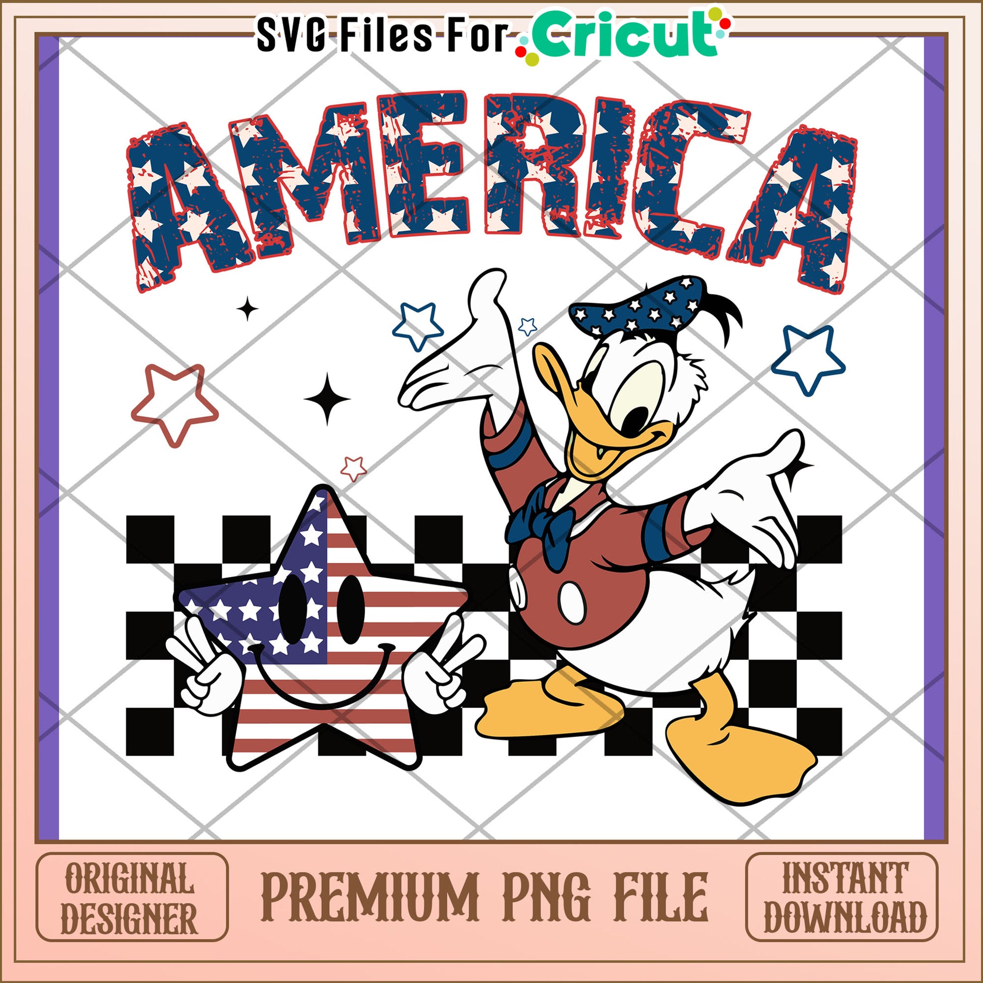 Patriotic Donald Duck PNG Design