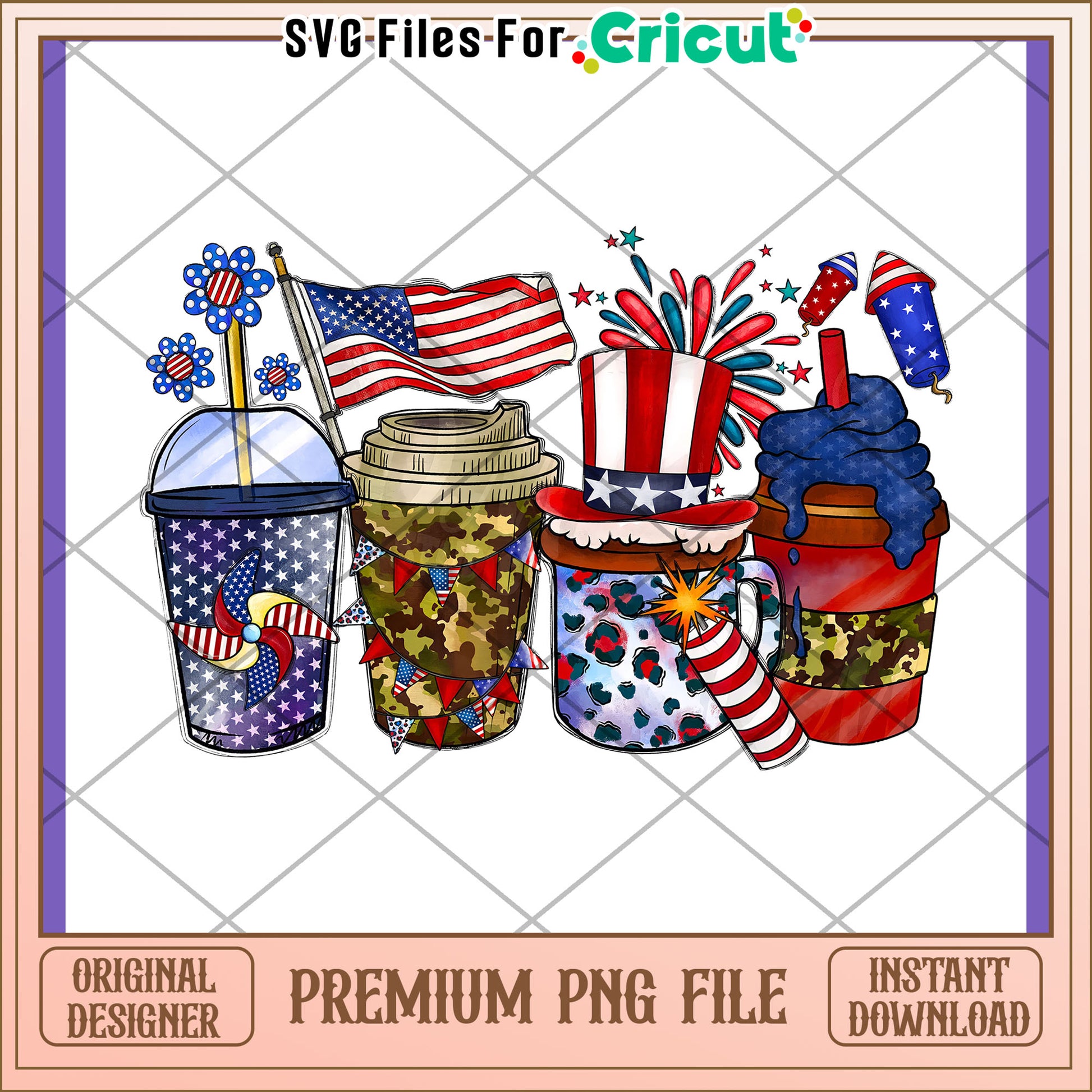 Patriotic Drinks PNG 4th of July Design