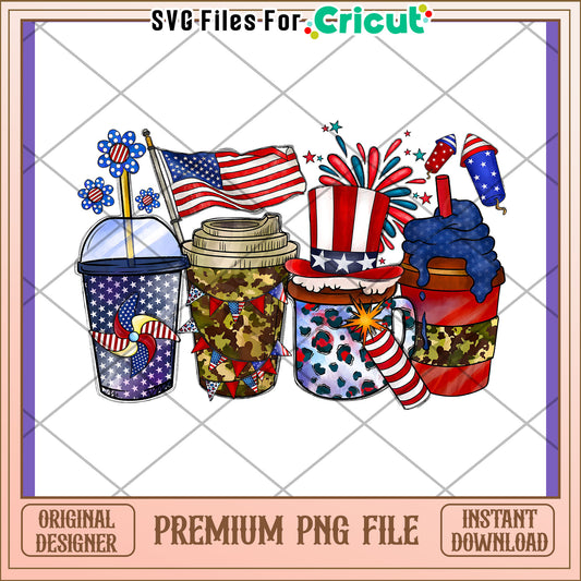 Patriotic Drinks PNG 4th of July Design