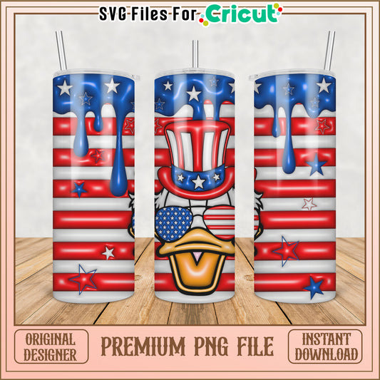 Patriotic Duck Tumbler PNG Design