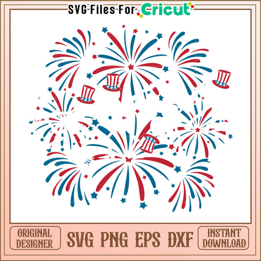 Patriotic Fireworks SVG Design Instant Download