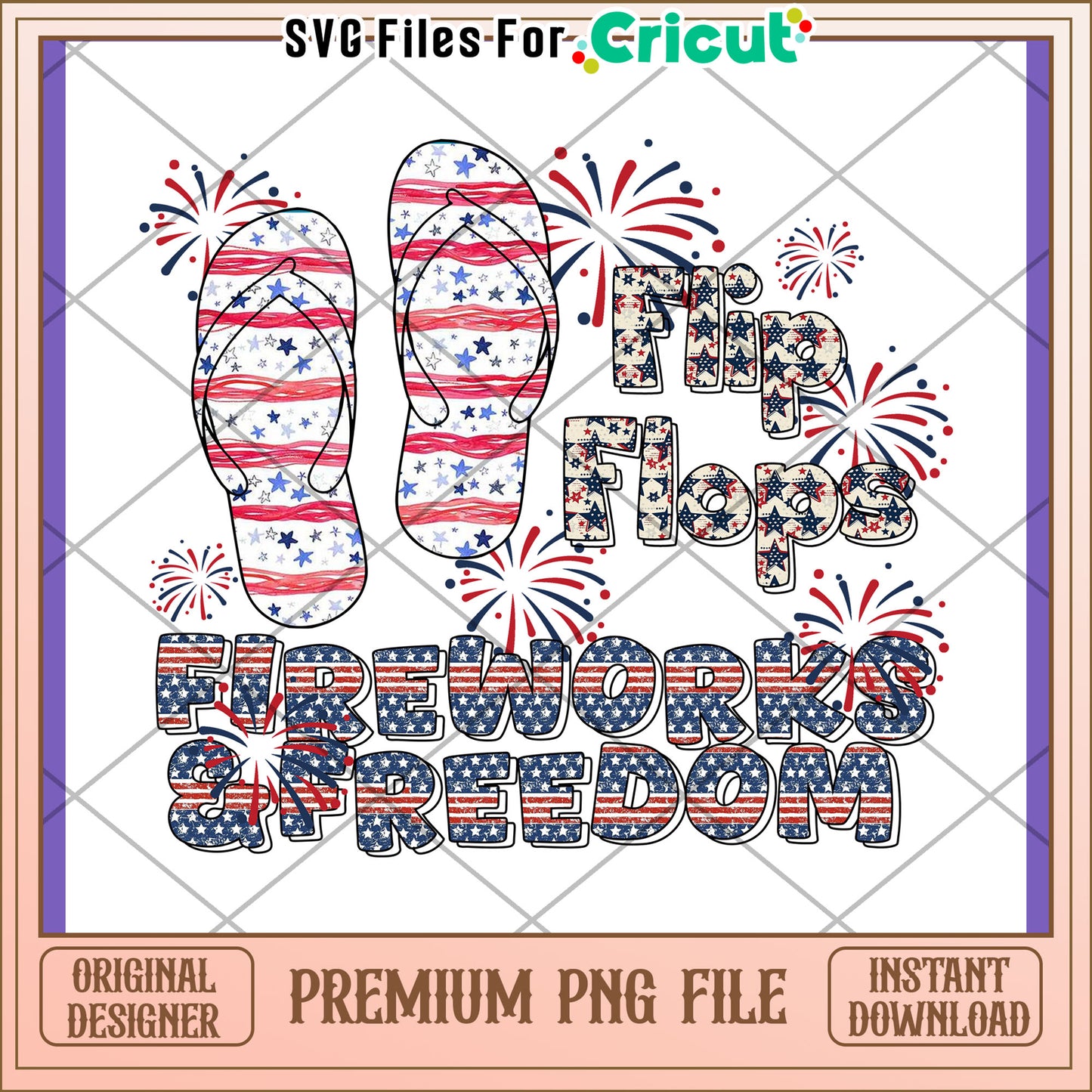 Patriotic Flip Flops PNG Fireworks & Freedom