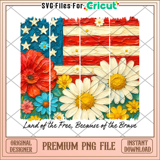 Patriotic Floral American Flag PNG
