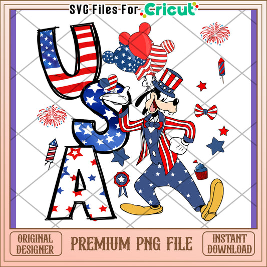 Patriotic Goofy PNG, 4th of July Design