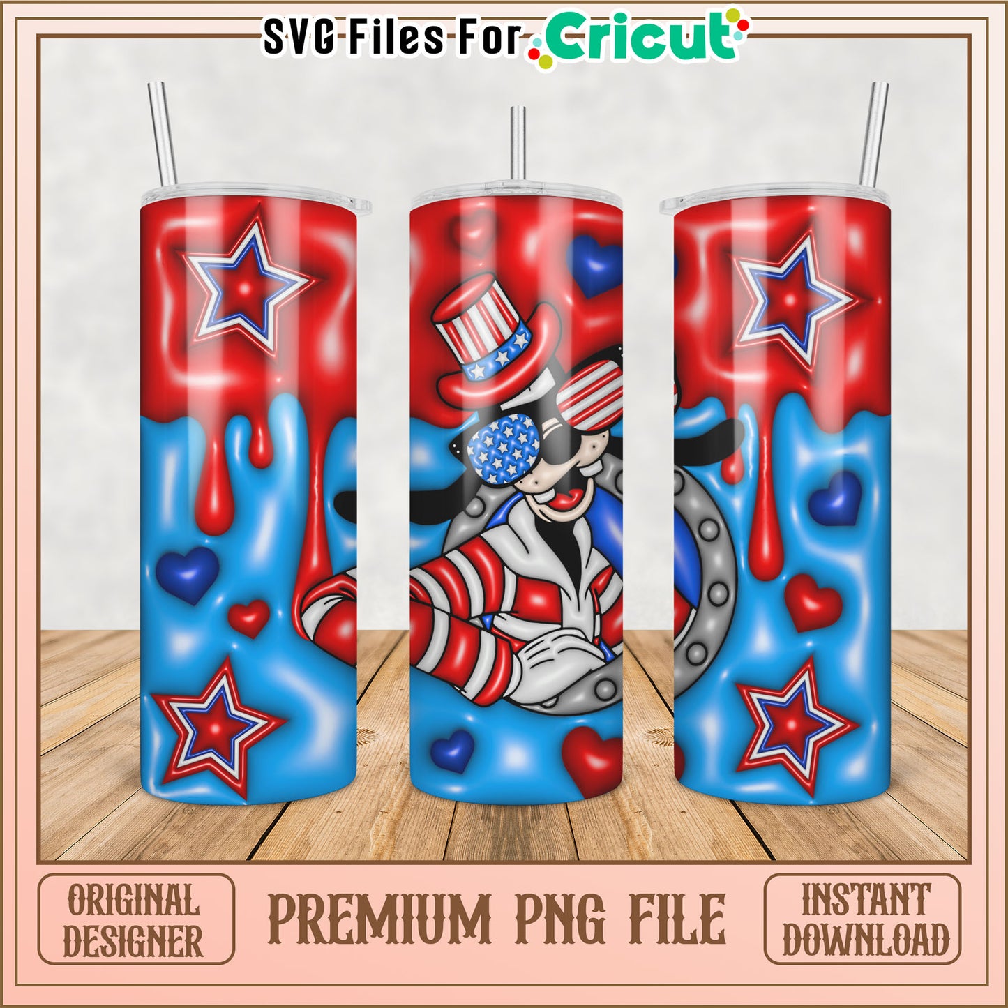 Patriotic Goofy Tumbler PNG Design
