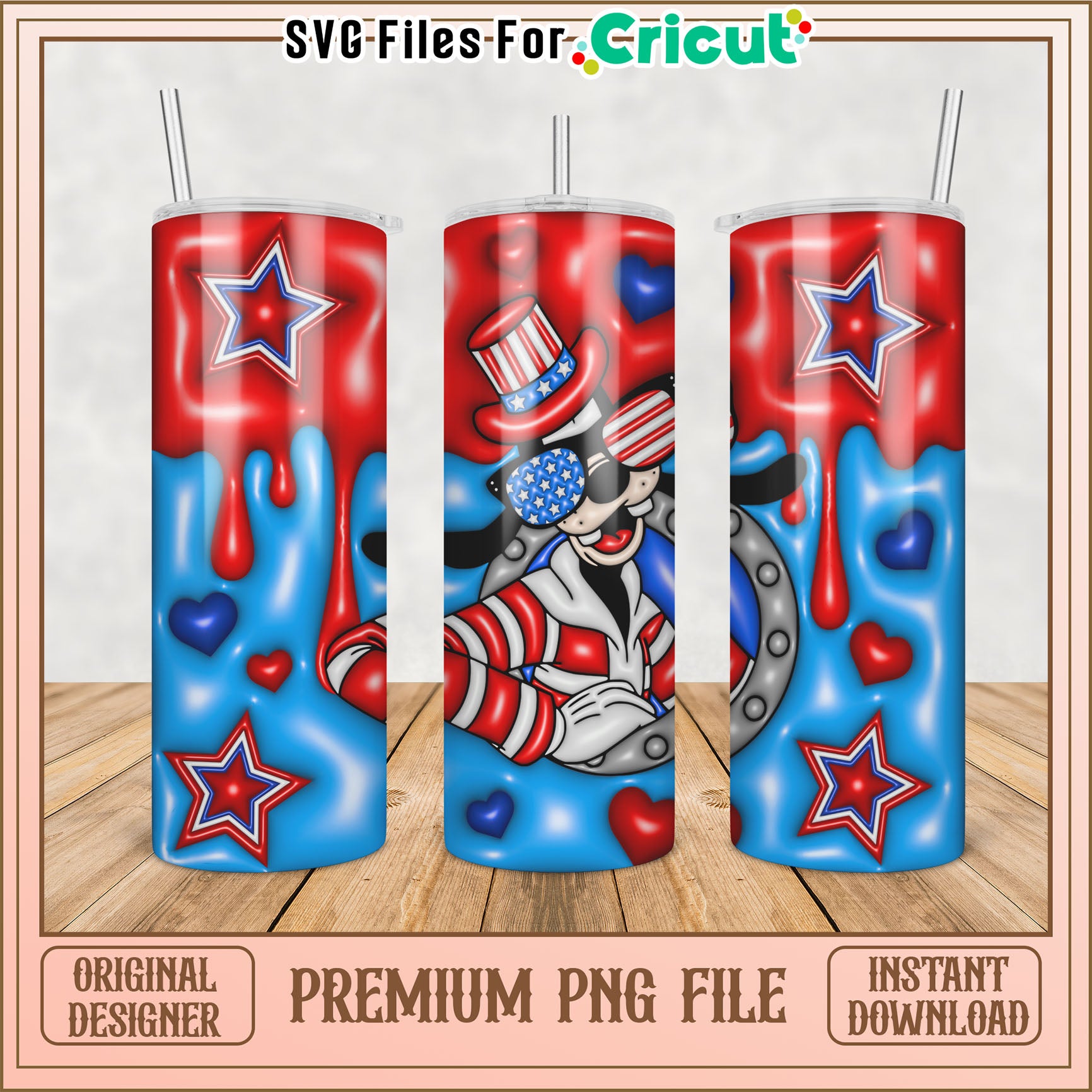Patriotic Goofy Tumbler PNG Design