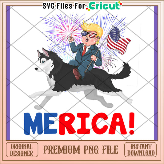 Patriotic Husky PNG Trump Dog Design