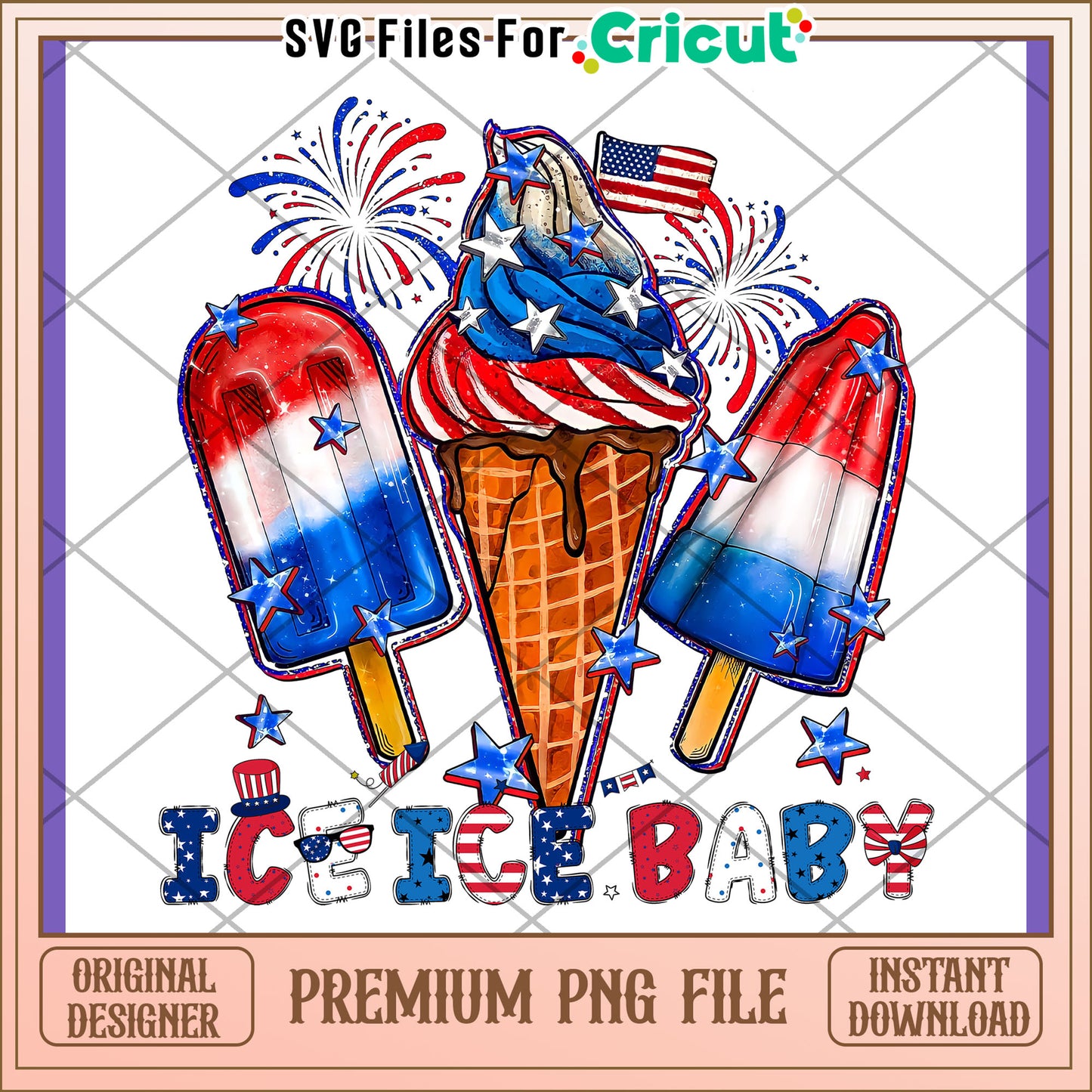 Patriotic Ice Cream PNG Design