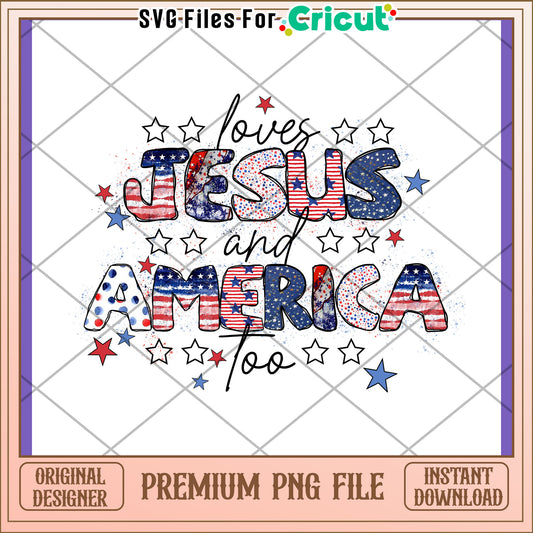 Patriotic Jesus Loves America PNG