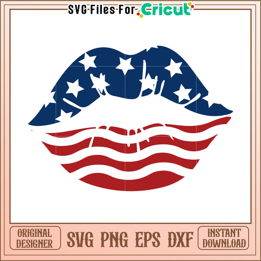 Patriotic Lips SVG Design Instant Download
