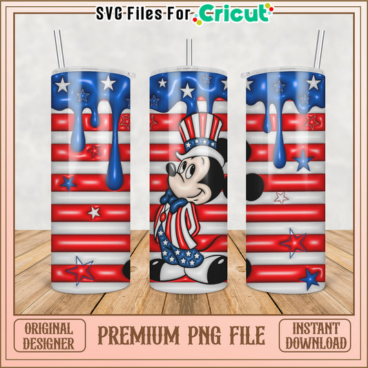 Patriotic Mickey Mouse Tumbler PNG Design