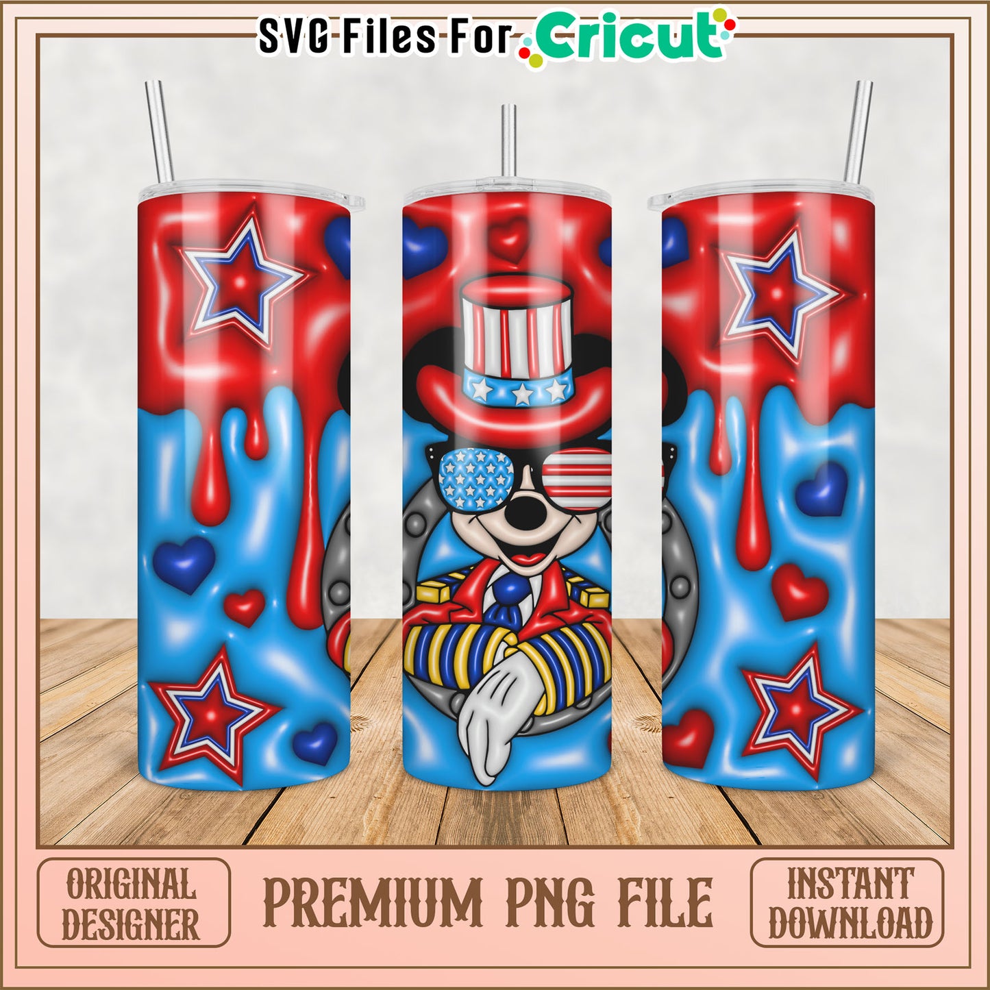 Patriotic Mickey Tumbler PNG Design
