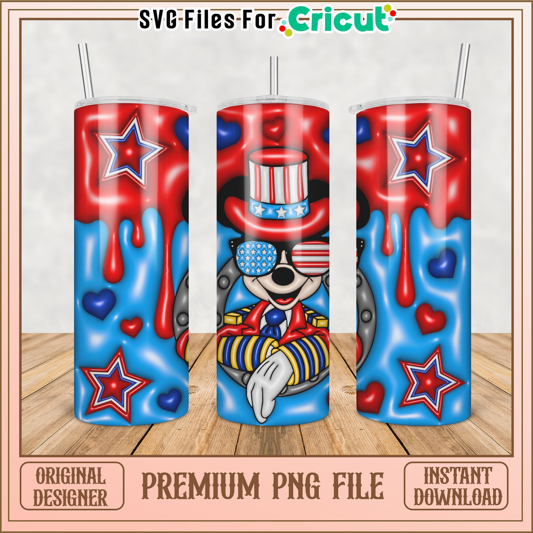 Patriotic Mickey Tumbler PNG Design
