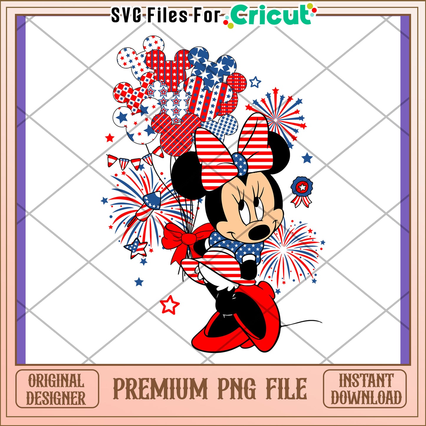 Patriotic Minnie Mouse PNG 4th of July Design