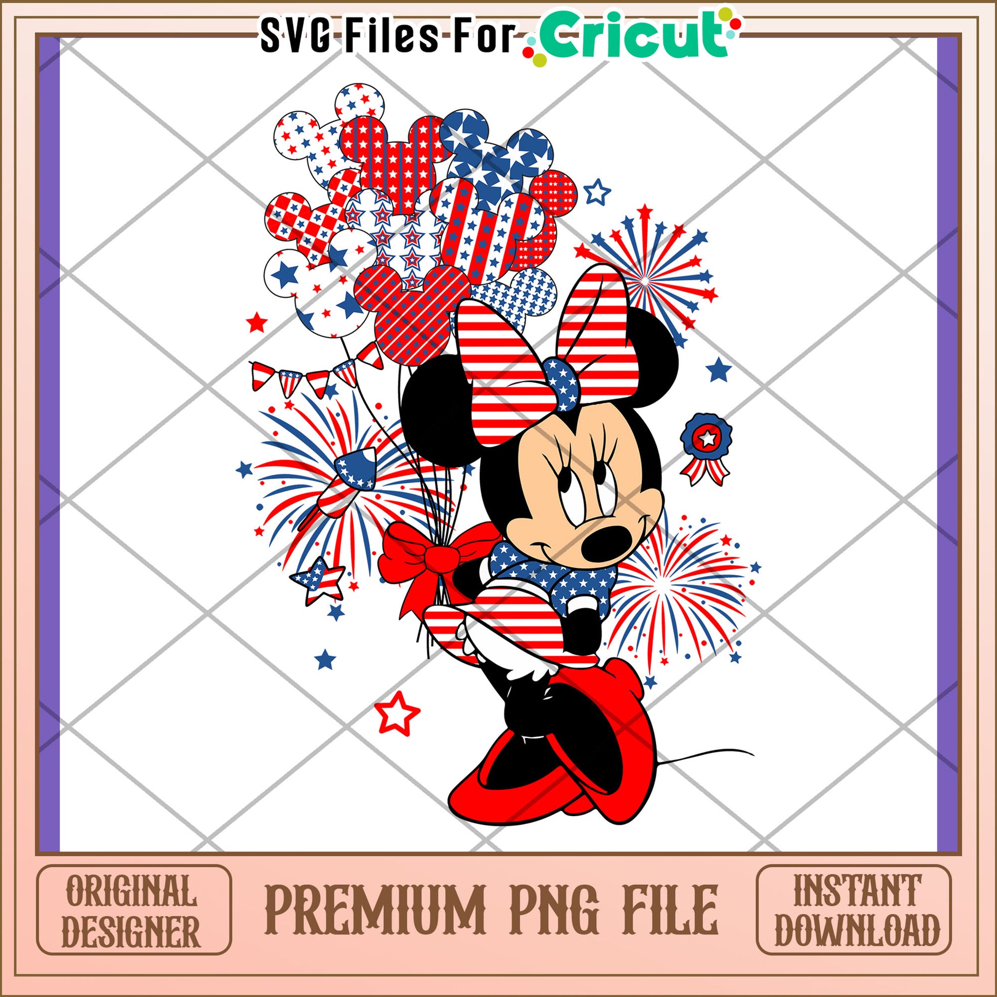 Patriotic Minnie Mouse PNG 4th of July Design
