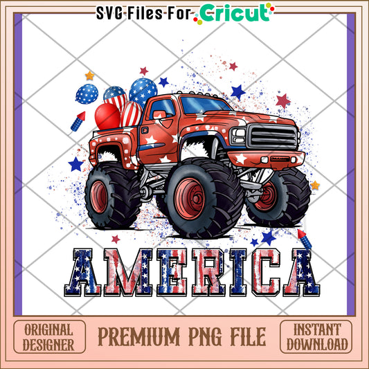 Patriotic Monster Truck PNG Design