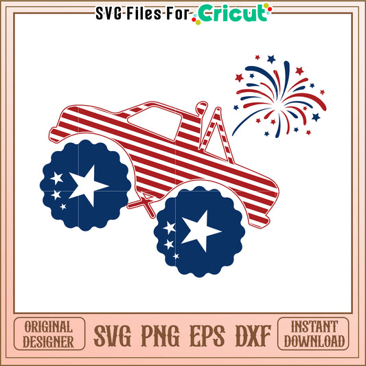 Patriotic Monster Truck SVG Design