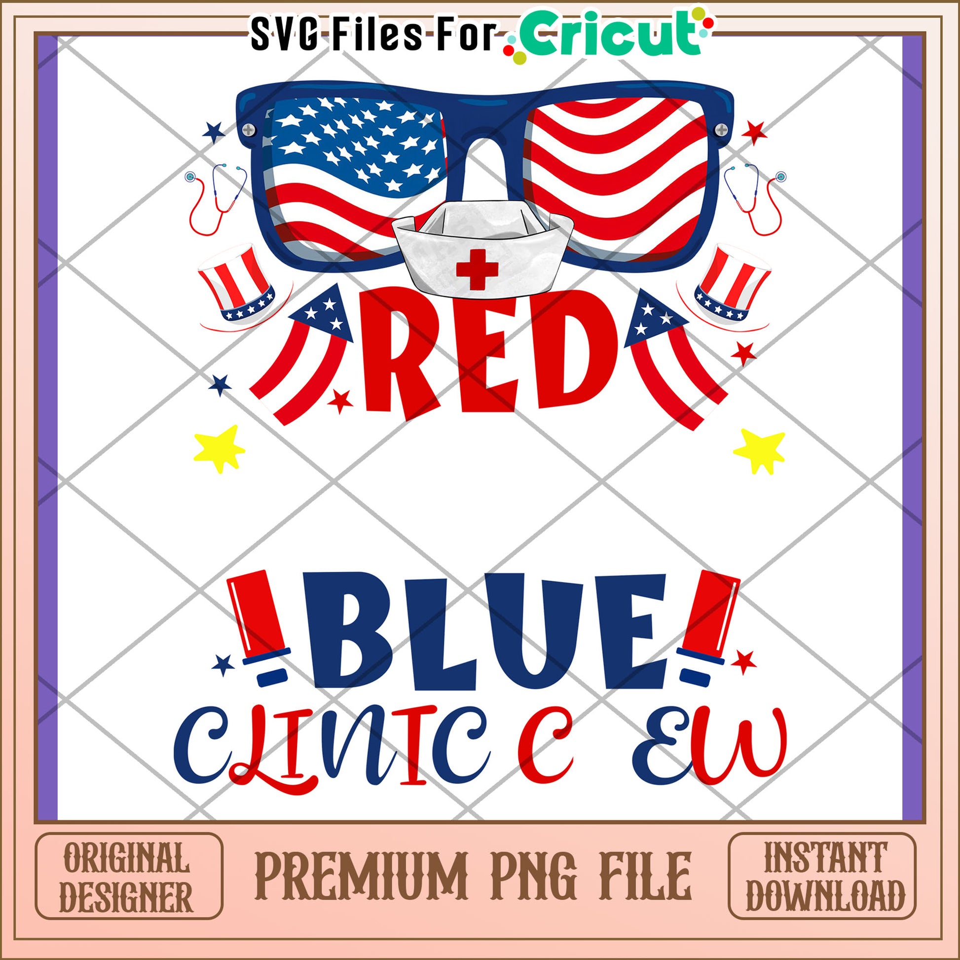 Patriotic Nurse PNG Red, White & Blue Design