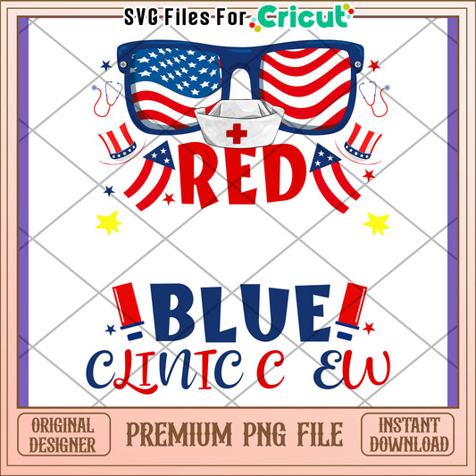 Patriotic Nurse PNG Red, White & Blue Design