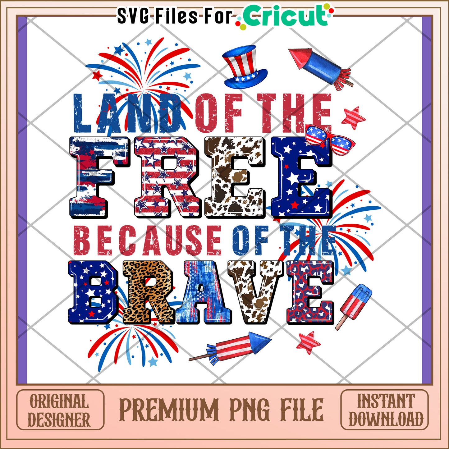 Patriotic PNG Land of the Free Design