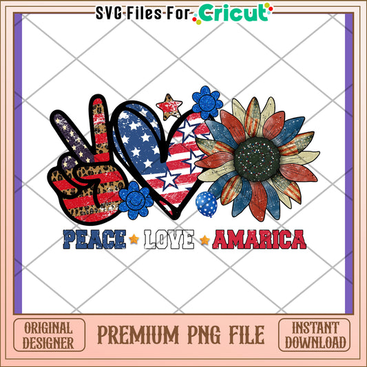 Patriotic Peace Love America PNG