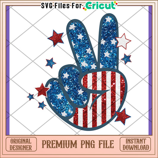 Patriotic Peace Sign PNG Glitter Design