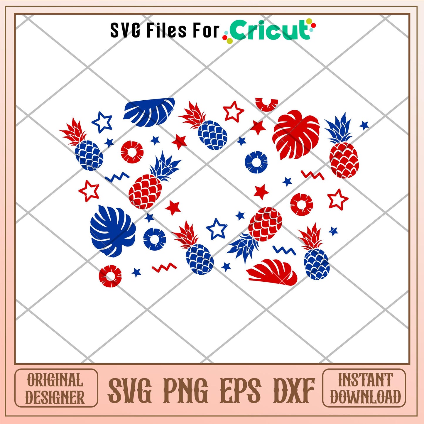 Patriotic Pineapple Full Wrap, Patriotic Pineapple Full Wrap Svg